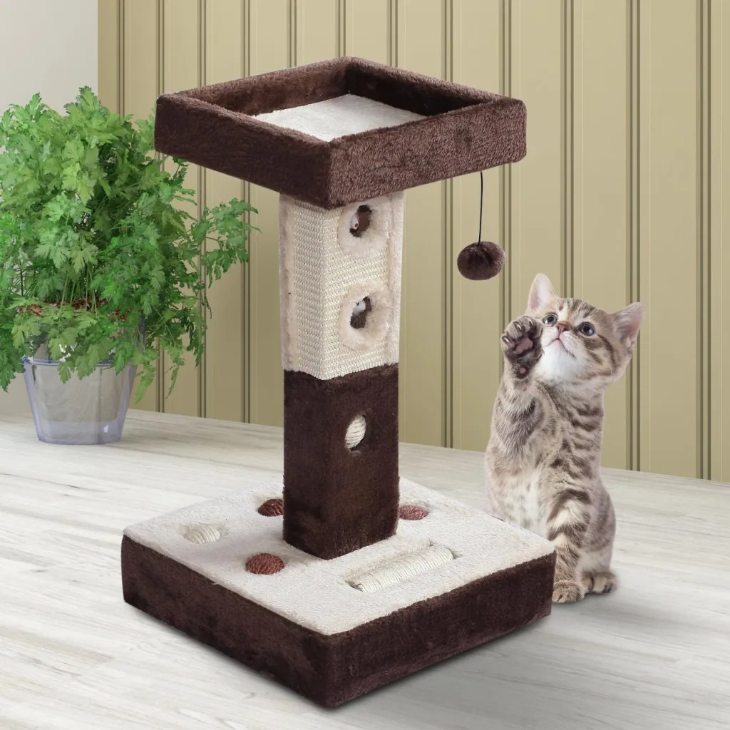 Scratching post cat tree play tree with ball and roller mice L35 x W35 x H60.5 cm