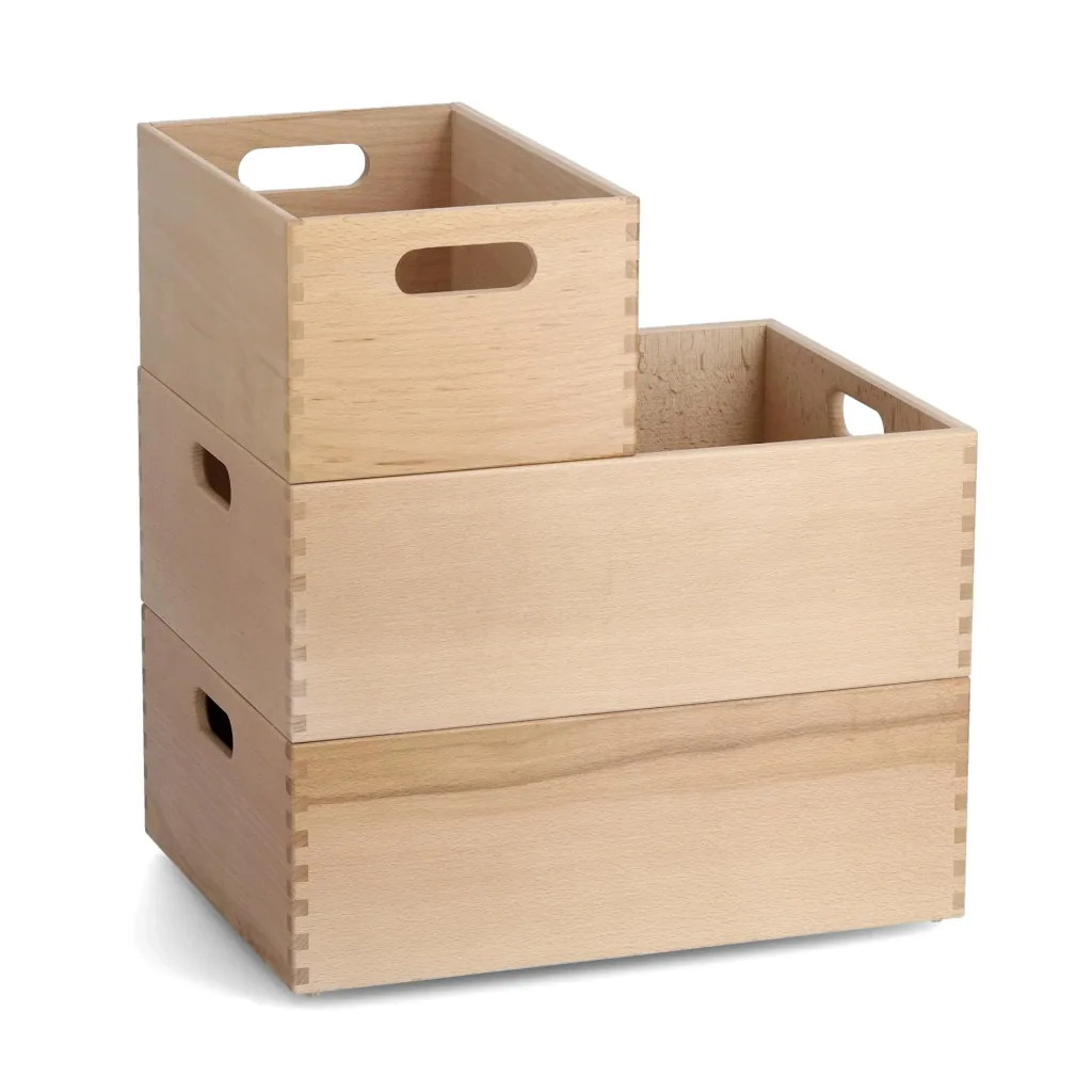 All-purpose box, varnished beech, 40 x 30 x 15 cm
