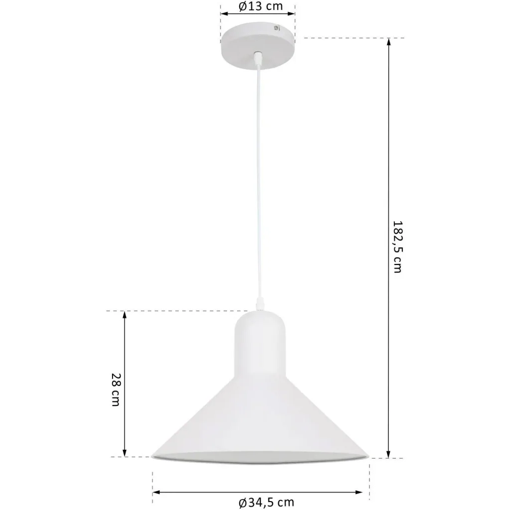 Hanging lamp ceiling spotlight industrial vintage E27 40W kitchen bar metal white ?34.5 x H28 cm (without bulb)