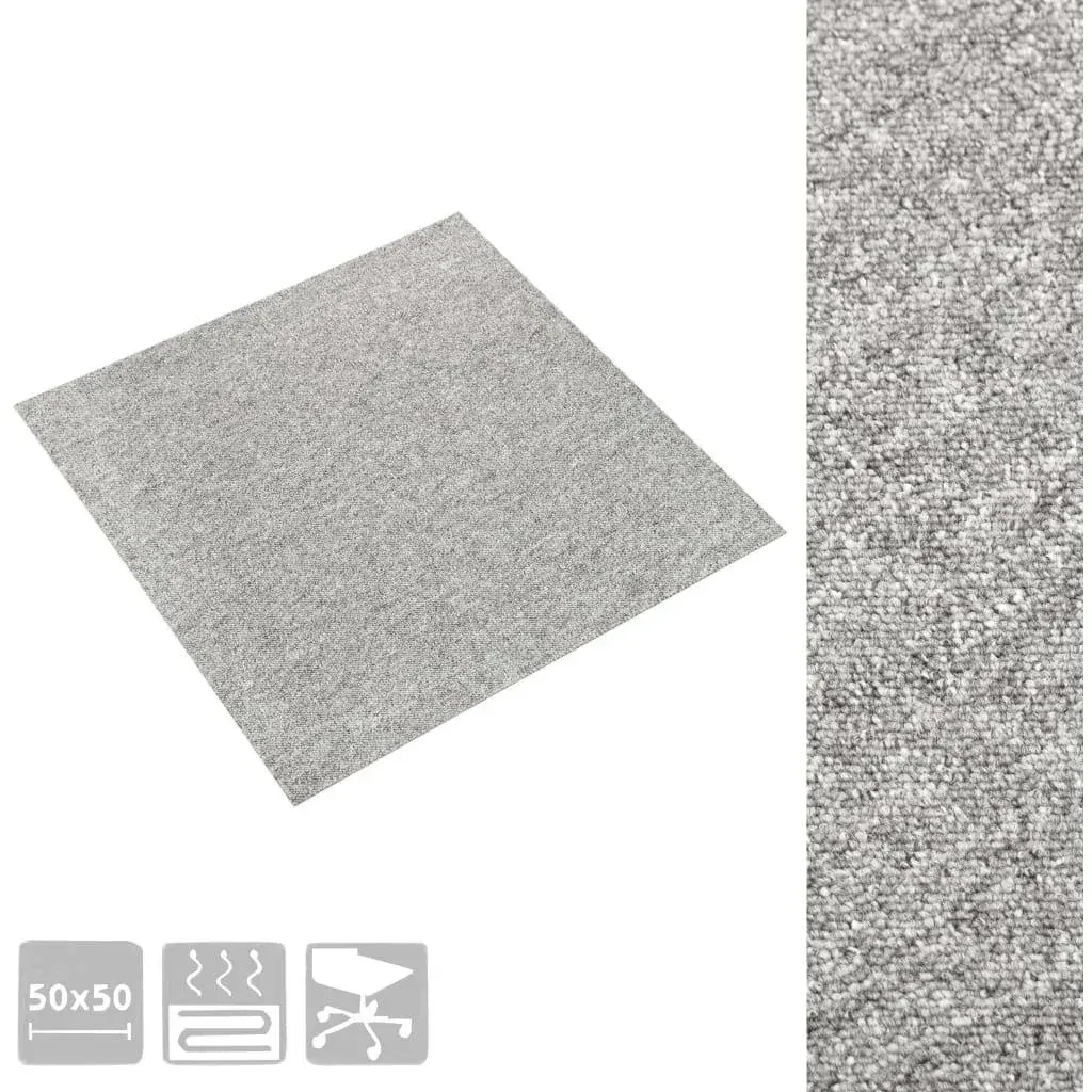 Carpet tiles 20 pieces 5 m² 50x50 cm light grey