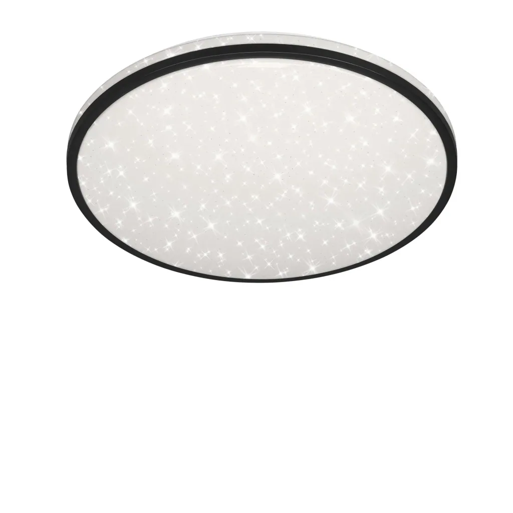 LED ceiling light with star decoration, round, Ø 49.2 cm, 48 watts, black
