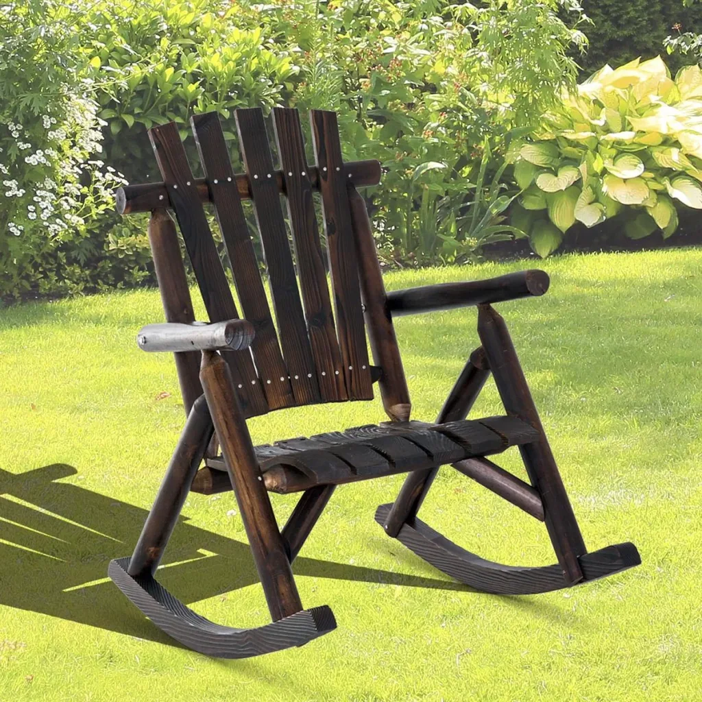 Rocking chair with armrests dark brown
