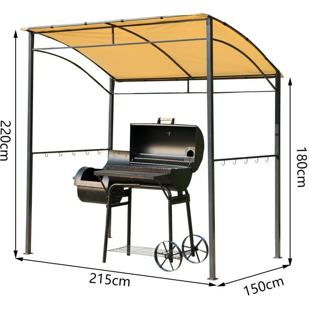 Barbecue pavilion with flame protection roof