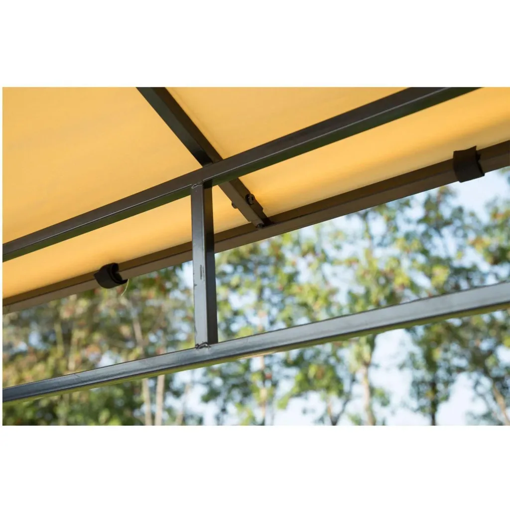 Barbecue pavilion with flame protection roof