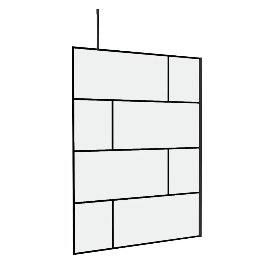 Shower enclosure in modern design 140 x 195 cm - glass shower enclosure with matt black wall profile - including ceiling bracket