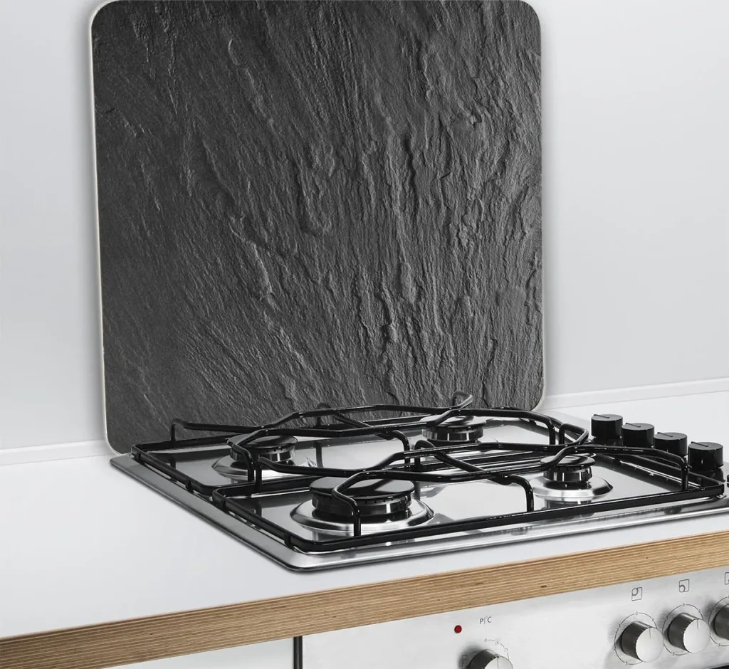3 in 1 stove cover, cutting board, worktop, made of glass, slate look,