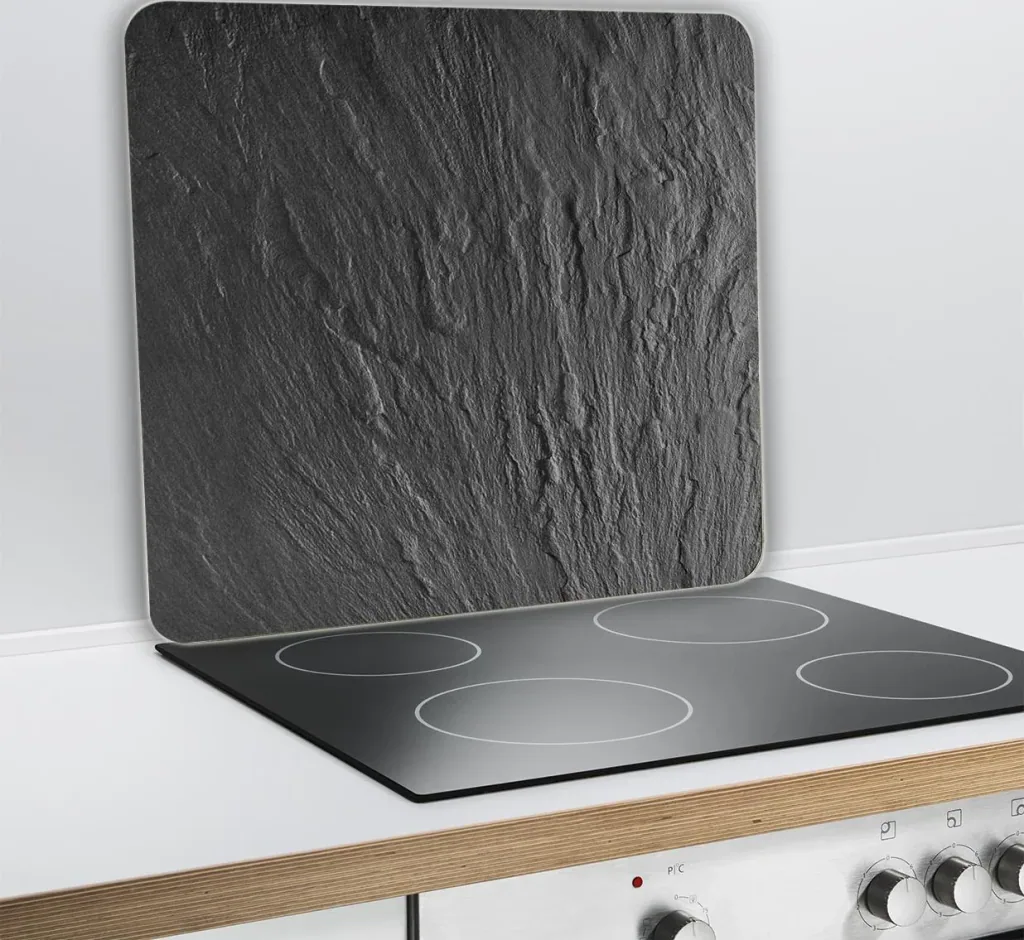 3 in 1 stove cover, cutting board, worktop, made of glass, slate look,
