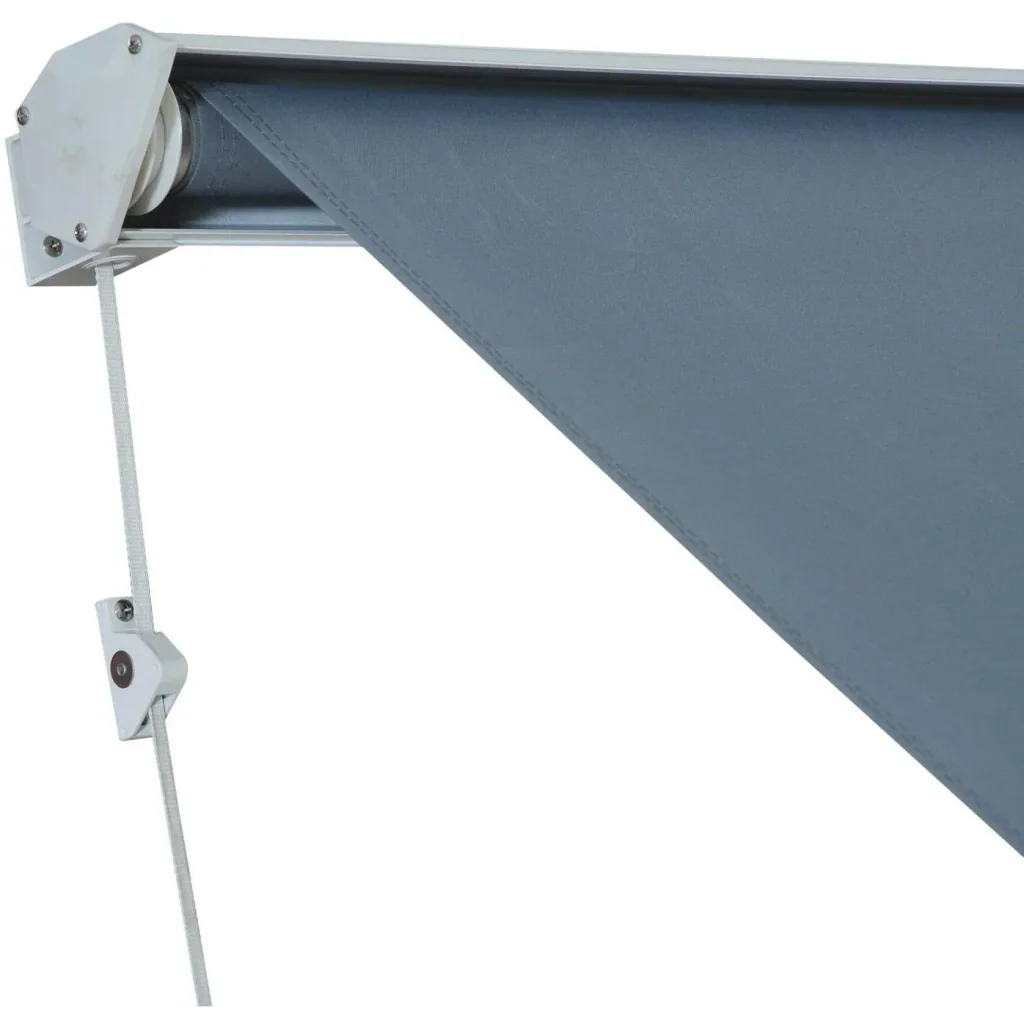 Awning 122cm x 70cm balcony awning folding arm cable pull grey