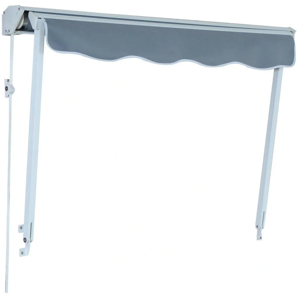 Awning 122cm x 70cm balcony awning folding arm cable pull grey