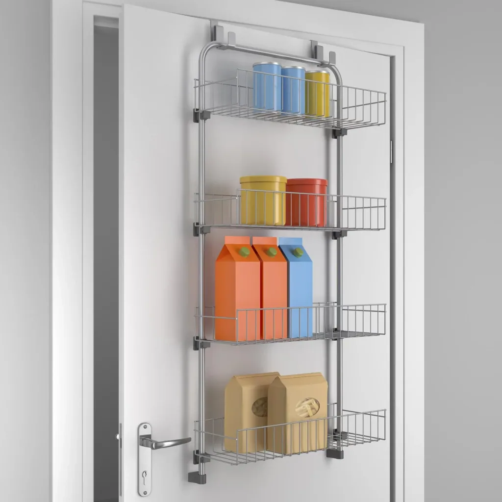 Door shelf, 4 shelves "Baskets@Door", silver