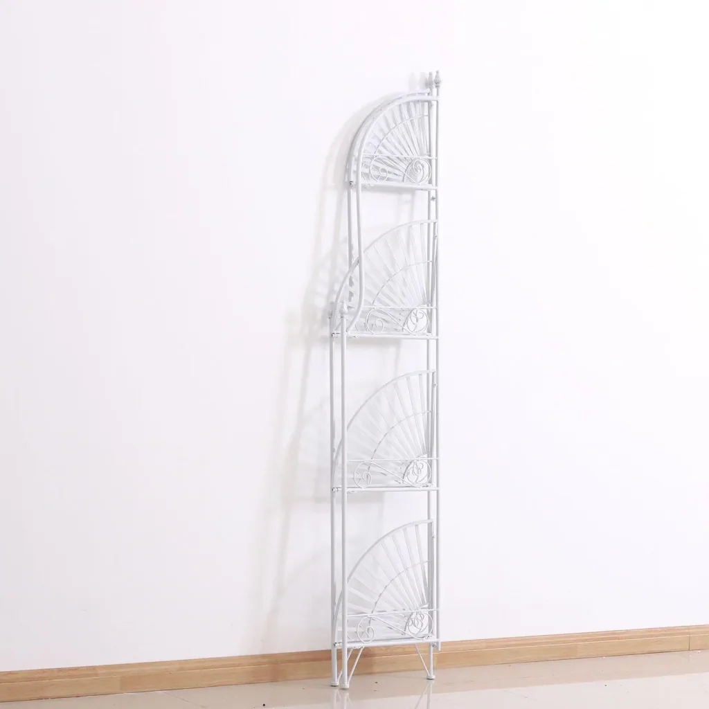Bathroom shelf, plant shelf, standing shelf, bookcase, storage shelf, foldable metal, white, 46 x 31 x 157 cm