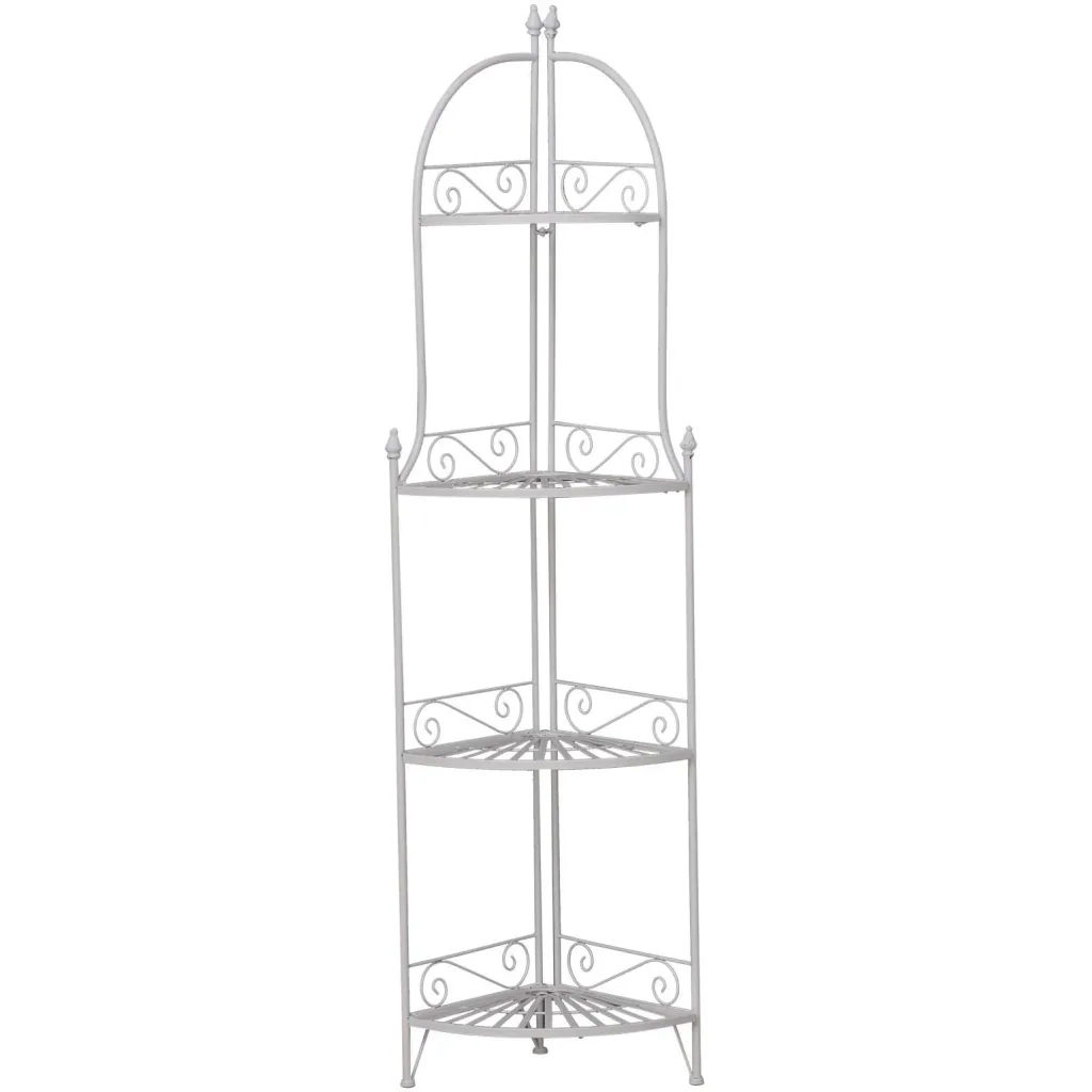 Bathroom shelf, plant shelf, standing shelf, bookcase, storage shelf, foldable metal, white, 46 x 31 x 157 cm