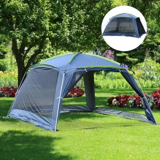 Camping tent dome tent for 5-8 people dark blue