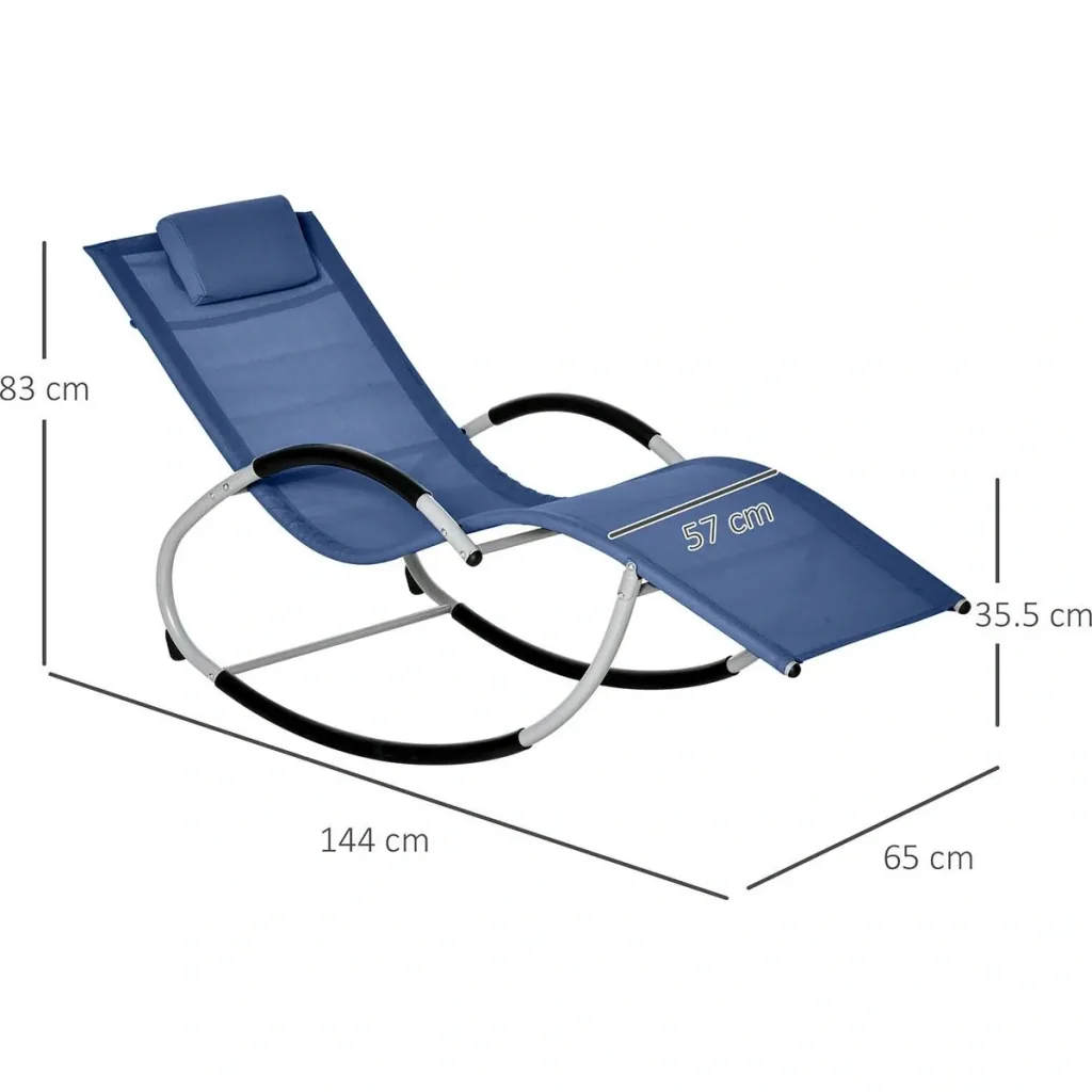 Garden chair with rocking function, blue, 65 x 144 x 83 cm