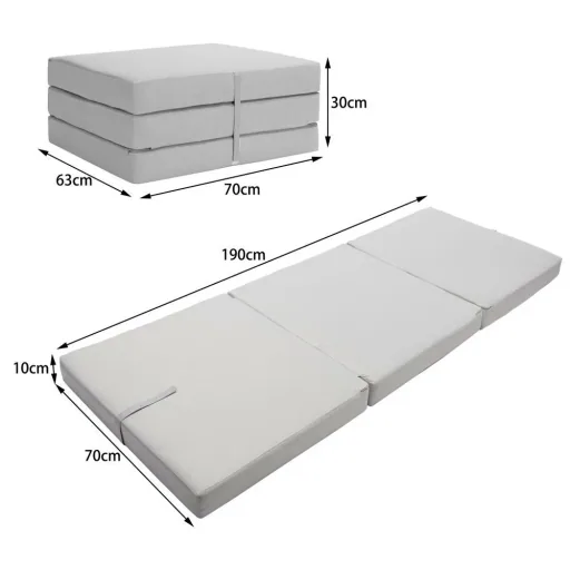 Mattress grey 190x70x10cm foldable