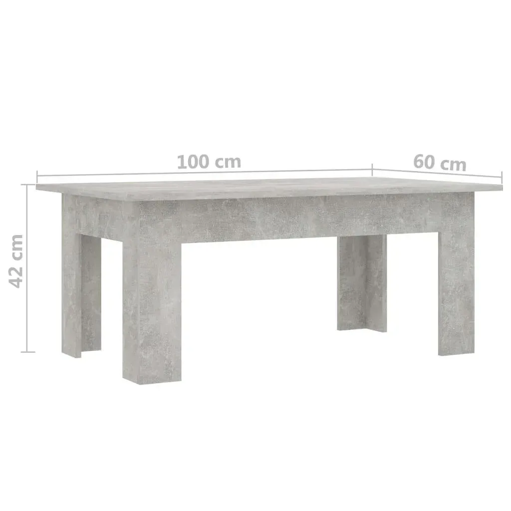 Coffee table 100x60x42 cm chipboard concrete grey