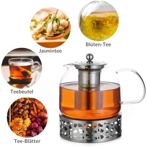 Glass teapot including warmer 1.5L