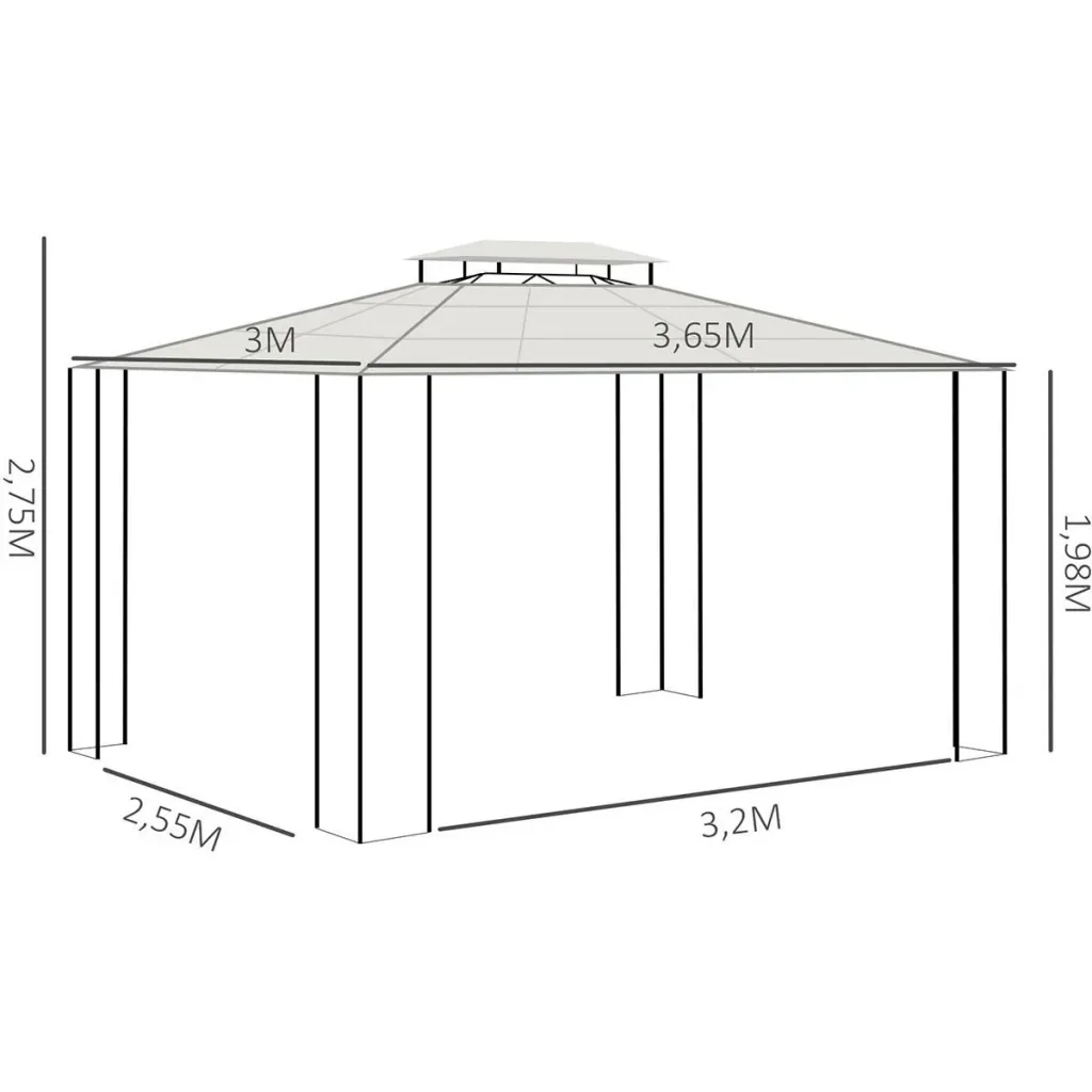 Garden gazebo - polycarbonate - brown/grey - 3.65 x 3 x 2.75 m