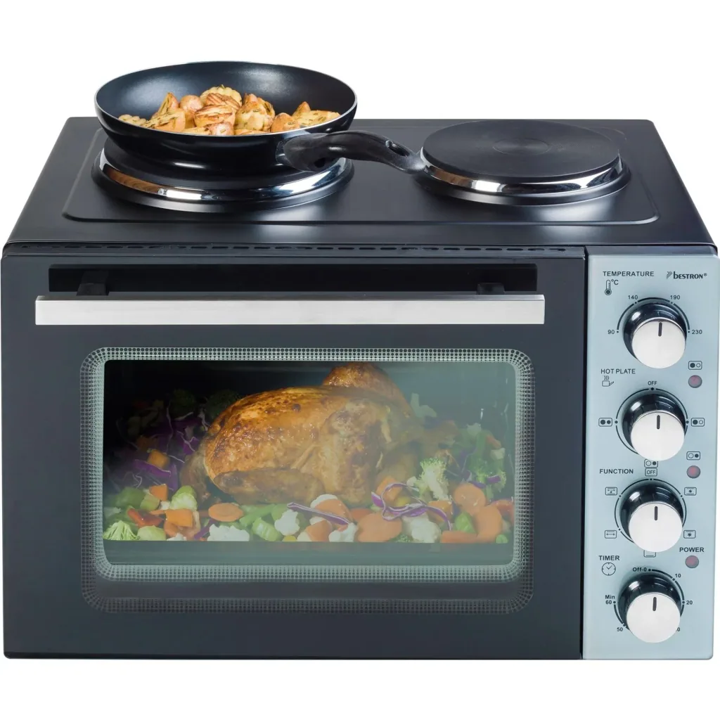 Small kitchen grill oven with rotisserie, 31 liters