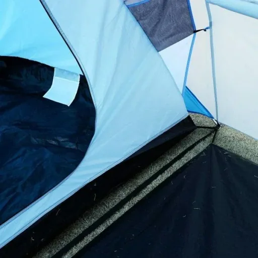 Camping tent family tent with 2 sleeping cabins blue L460 x W230 x H195cm