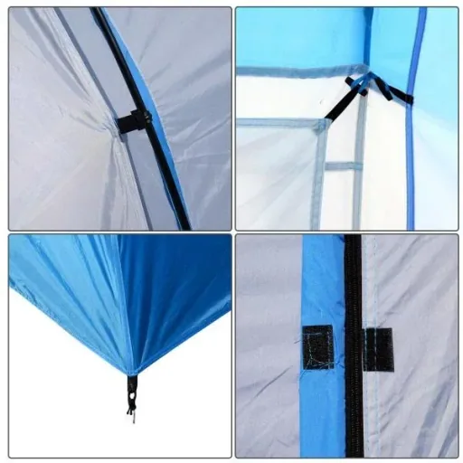 Camping tent family tent with 2 sleeping cabins blue L460 x W230 x H195cm