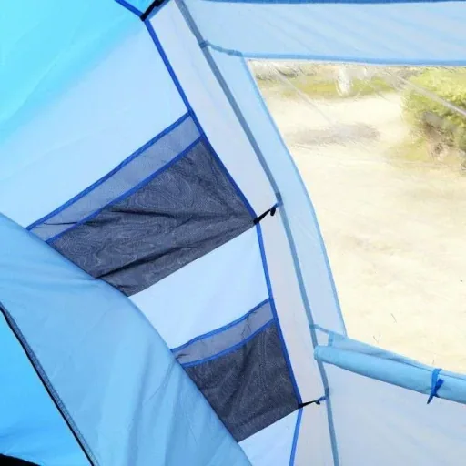 Camping tent family tent with 2 sleeping cabins blue L460 x W230 x H195cm