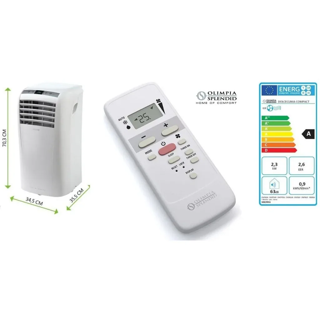 Olimpia Splendid Dolceclima Compact 9 P - Mobile air cooler - Air cooler 9,000 BTU/h with hands-free fan