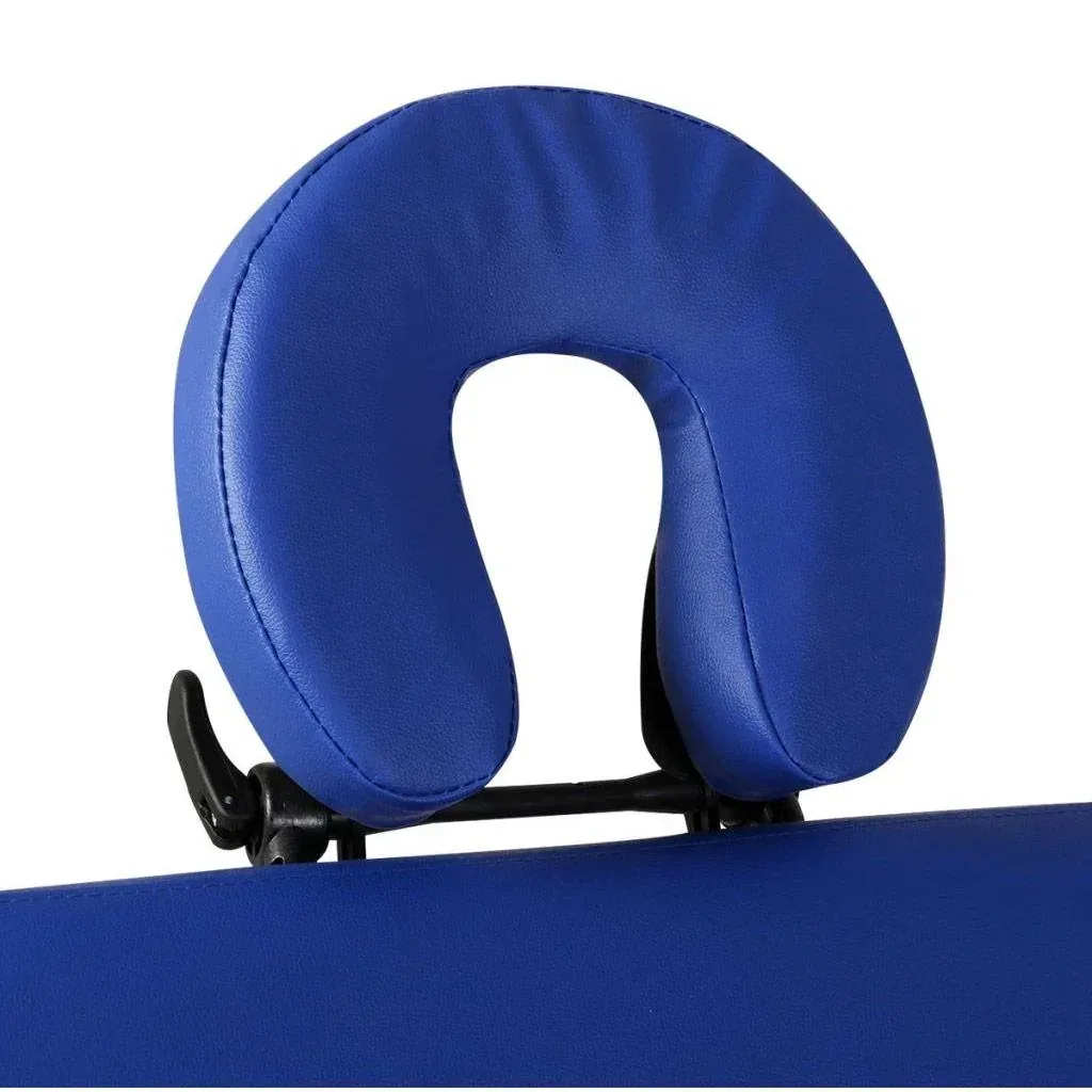 Folding massage table with 2 zones aluminum frame blue