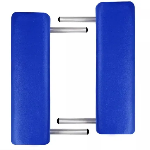 Folding massage table with 2 zones aluminum frame blue
