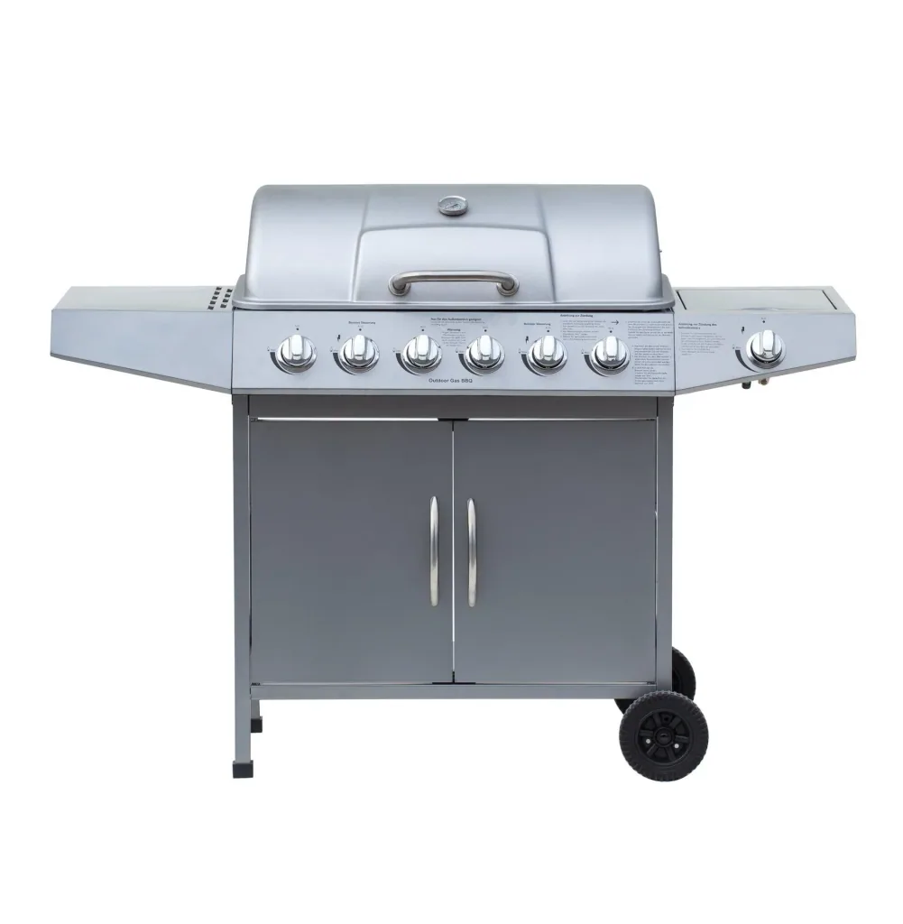 Gasgrill "Dayton" met 6 hoofdbranders + 1 zijbrander, zilver