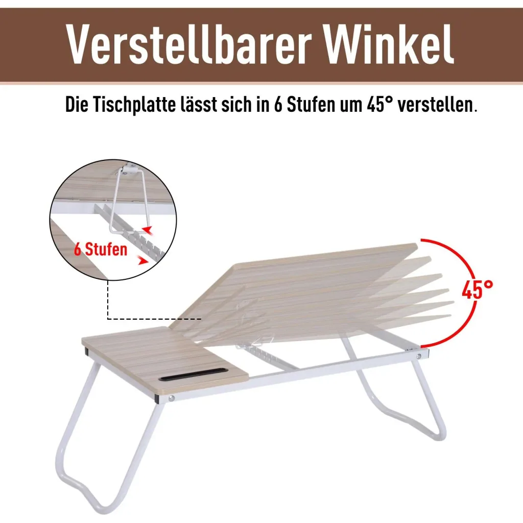 Laptop table bed tray bedside table breakfast table serving tray reading holder foldable adjustable