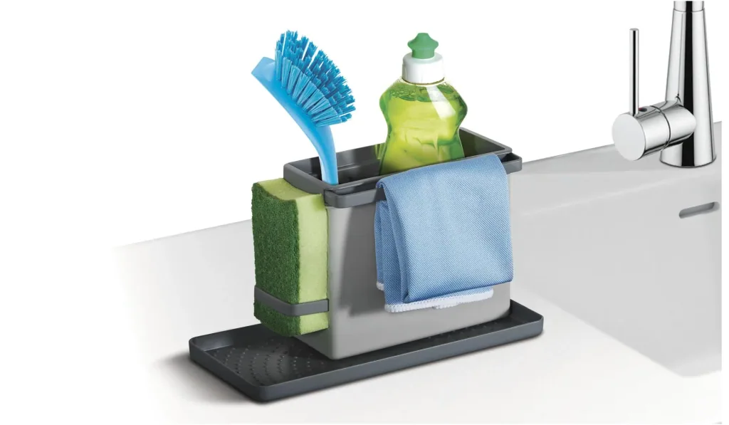 Sink organizer for kitchen utensils, color-sorted