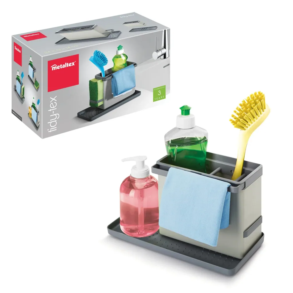 Sink organizer for kitchen utensils, color-sorted