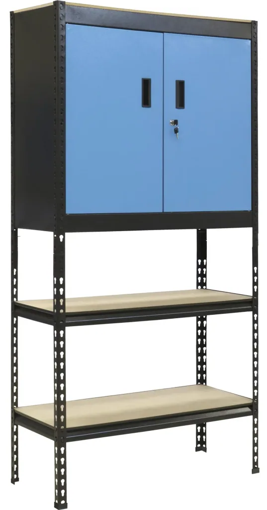 Shelving unit with 2 doors and 2 shelves, variable assembly