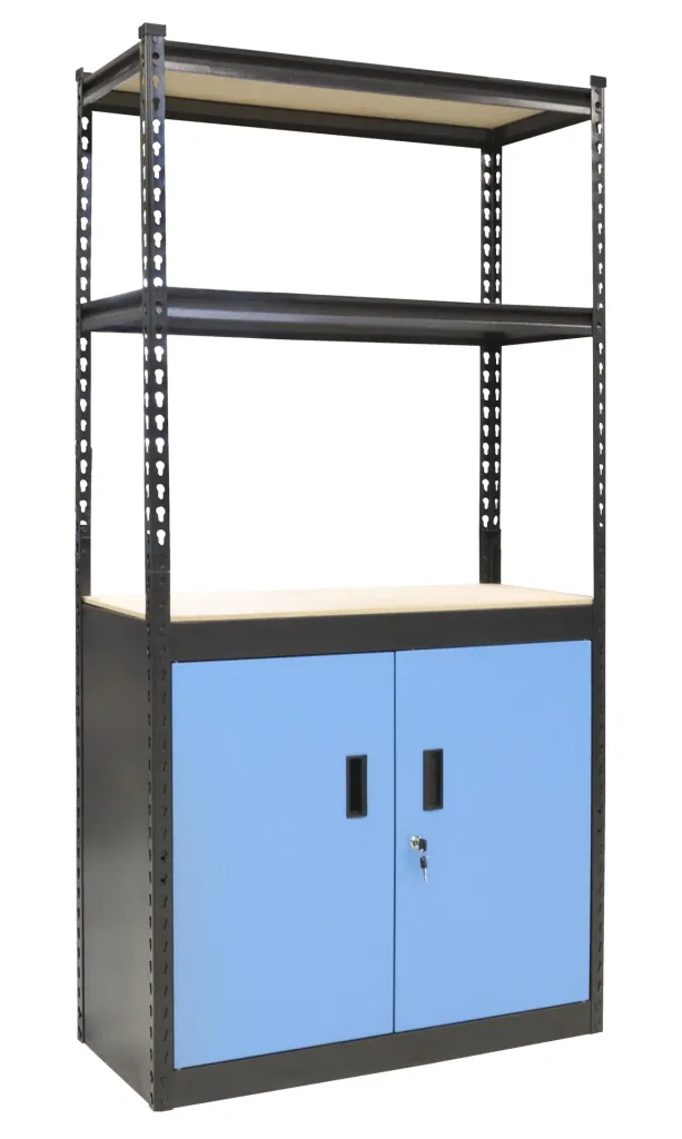 Shelving unit with 2 doors and 2 shelves, variable assembly
