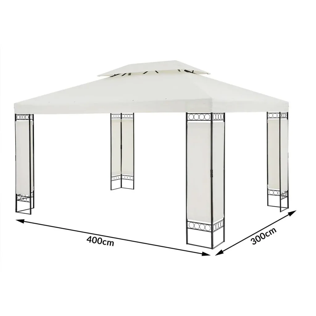 Pavillon/Gartenpavillon XXL - 3 x 4 x 2,6m - creme