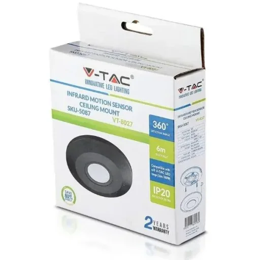 VT-8027 Motion detector with twilight switch - ceiling - black