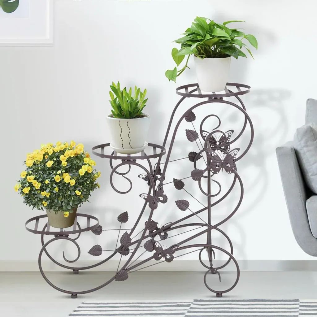 Three-tiered flower stand bronze