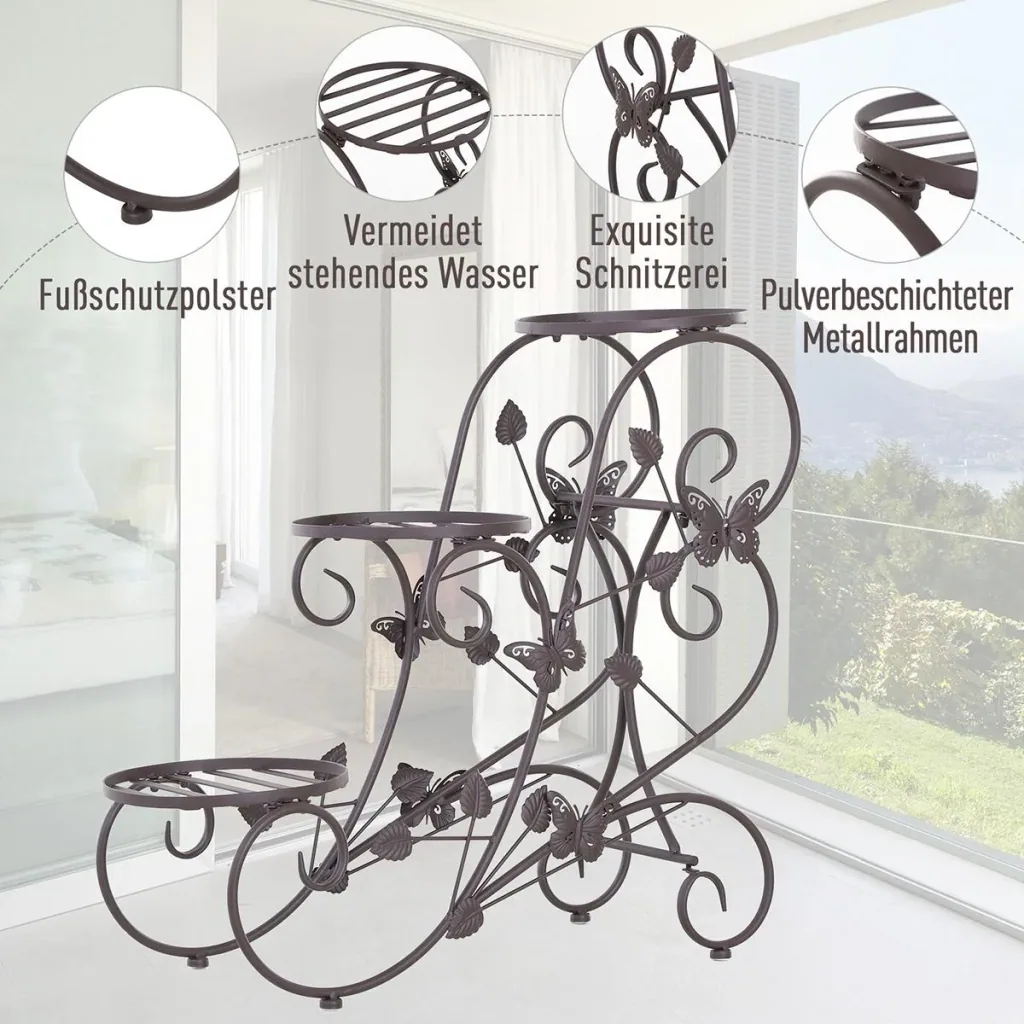 Three-tiered flower stand bronze