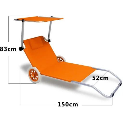 Lounger Mobile Crete Orange Aluminium with 2 wheels