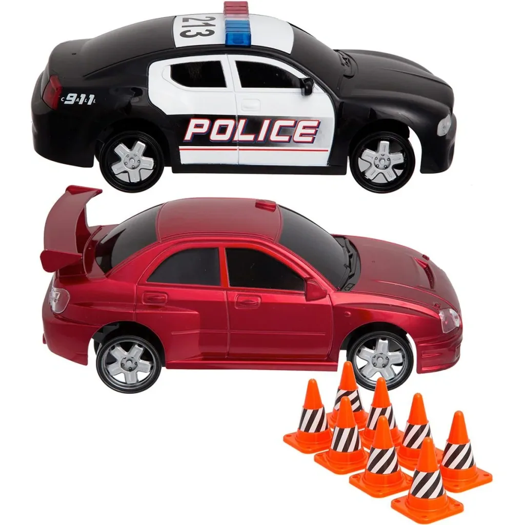 Sharper Image RC Racing Set Police and Racing Car 2 Players with Playing Figures
