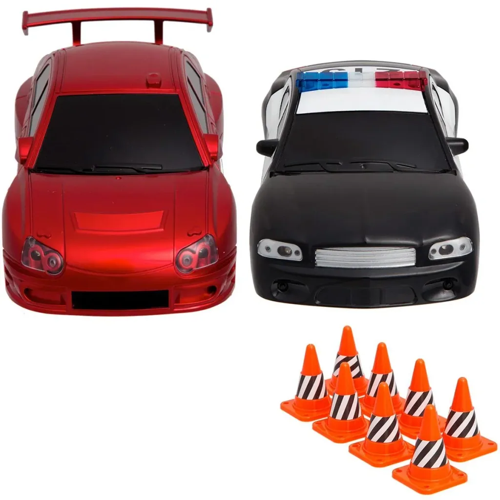 Sharper Image RC Racing Set Police and Racing Car 2 Players with Playing Figures