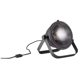 Table lamp Bo floodlight industrial mat wood black metal glass 40W E27