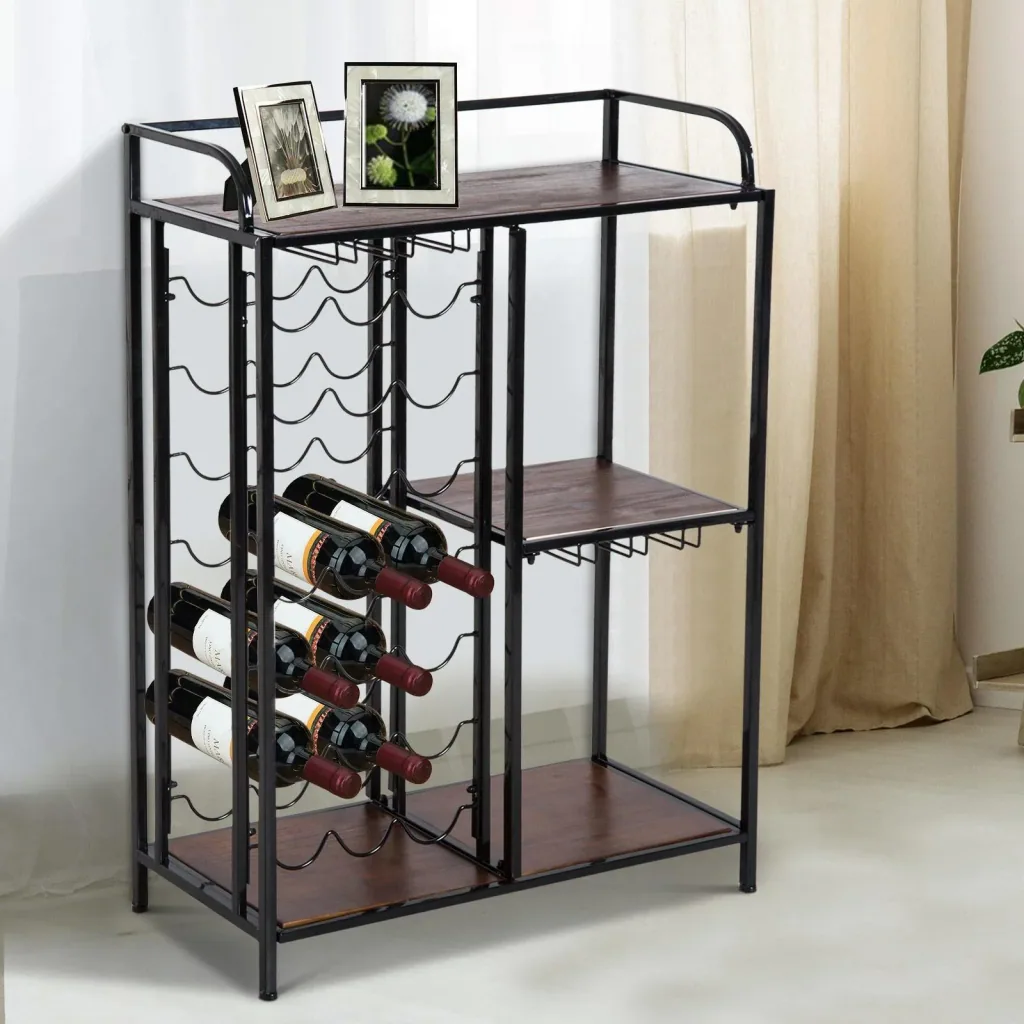 Wine rack wine cabinet wine stand 21 bottles 3 storage compartments