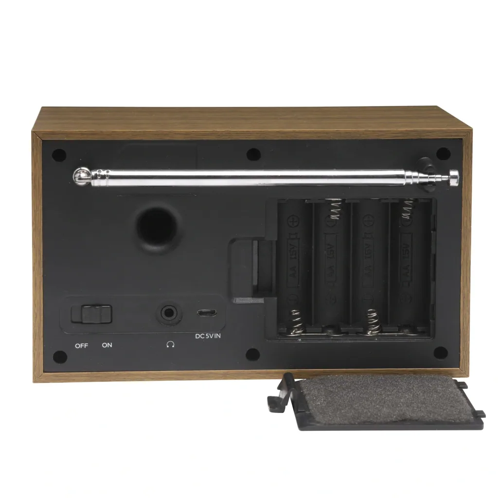 Retro radio with alarm function in wood look, dark grey DAB-46