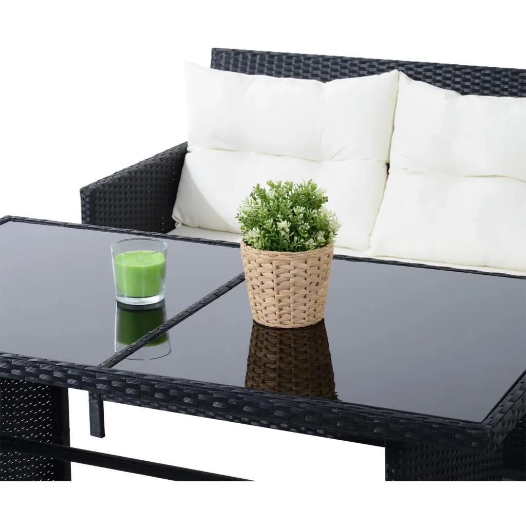 Polyrattan seating group as an 18-piece set