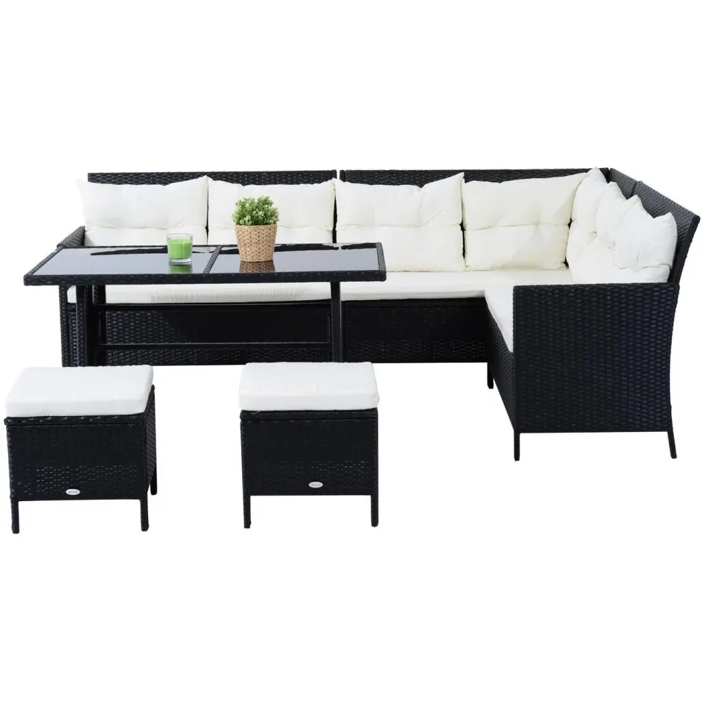Polyrattan seating group as an 18-piece set