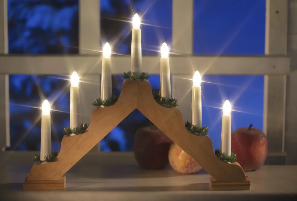 Wooden Christmas arch with LED lighting