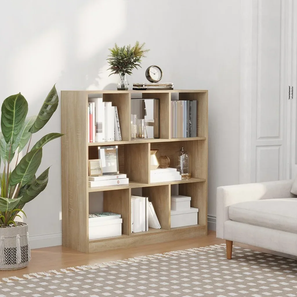 Bookshelf 3-tier storage shelf office shelf display shelf for home office living room chipboard natural 97.5 x 30