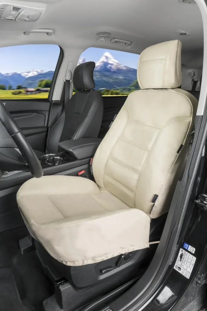 Car seat cover Billy made of genuine leather beige ZIPP-IT
